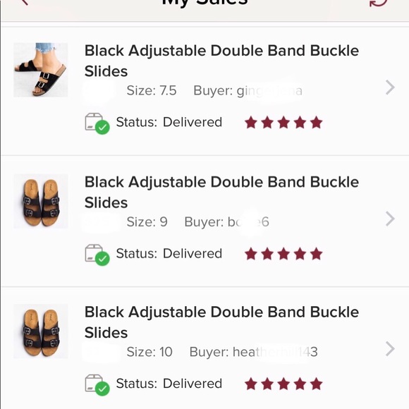 Black Adjustable Double Band Buckle Slides - Picture 7 of 8